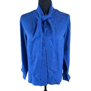 Rafaella Royal Blue Paisley Silk  Top Size 6